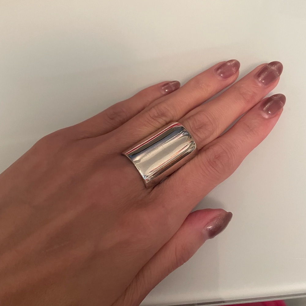 Modern Sterling Silver Wide Band Ring